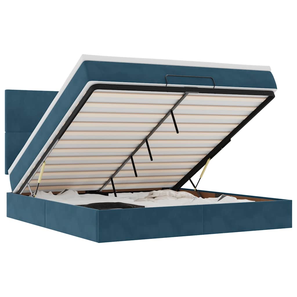 vidaXL Lit ottoman avec matelas et LED Bleu foncé 180x200 cm Velours
