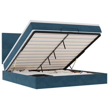 vidaXL Lit ottoman avec matelas et LED Bleu foncé 180x200 cm Velours