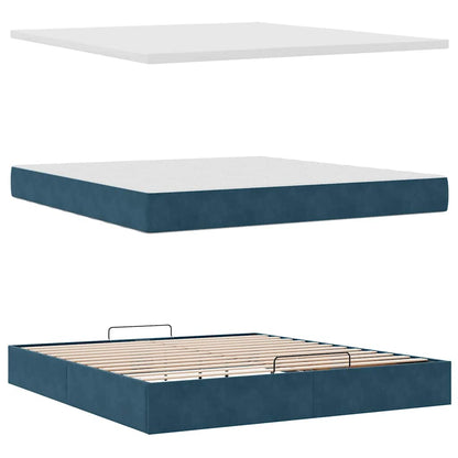 vidaXL Lit ottoman avec matelas et LED Bleu foncé 180x200 cm Velours