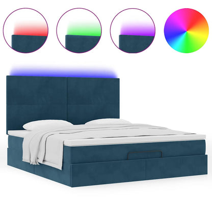 vidaXL Lit ottoman avec matelas et LED Bleu foncé 180x200 cm Velours
