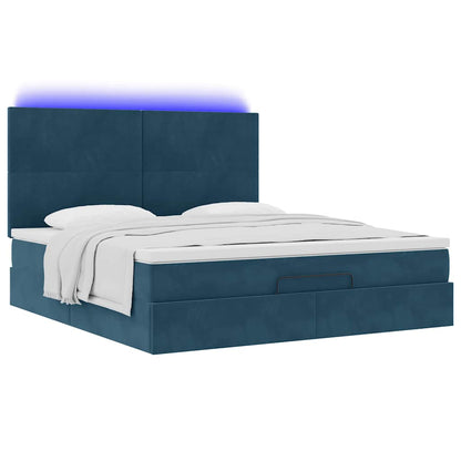 vidaXL Lit ottoman avec matelas et LED Bleu foncé 180x200 cm Velours