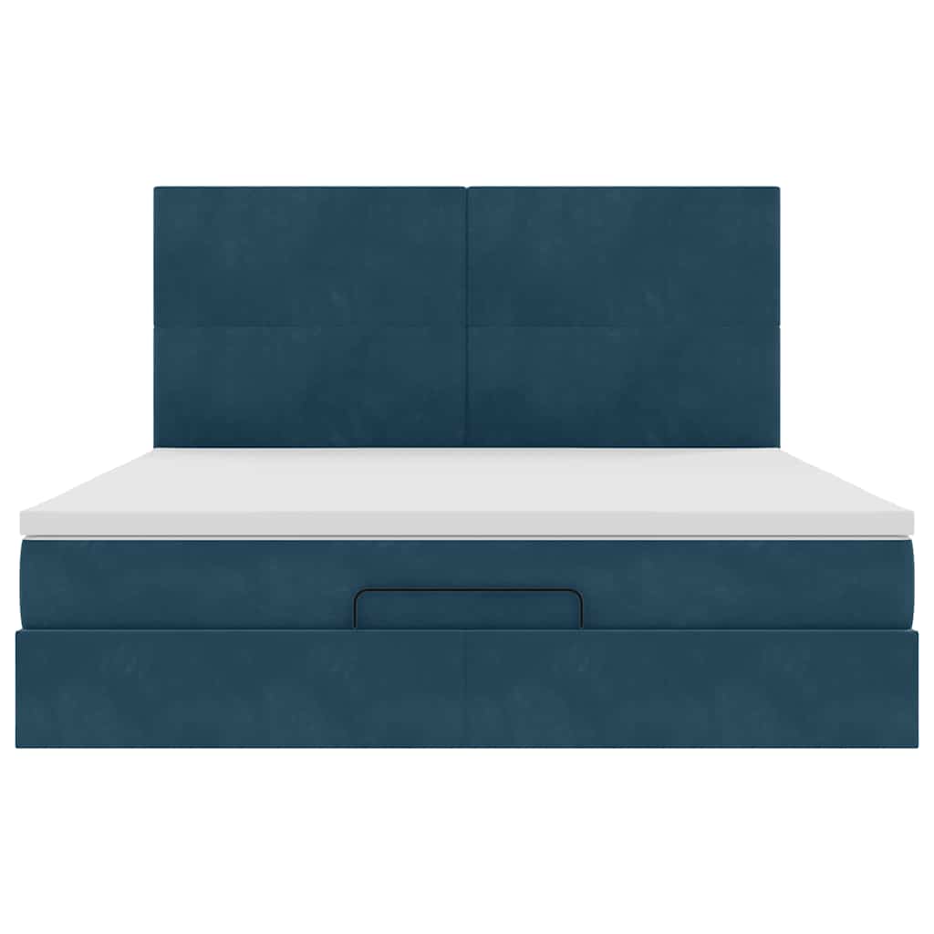 vidaXL Lit ottoman avec matelas et LED Bleu foncé 180x200 cm Velours