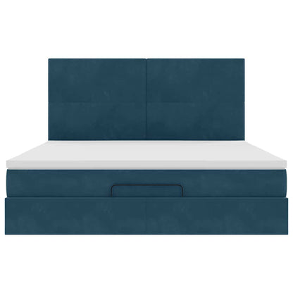 vidaXL Lit ottoman avec matelas et LED Bleu foncé 180x200 cm Velours
