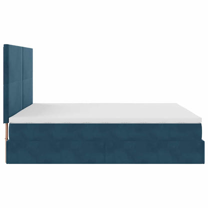 vidaXL Lit ottoman avec matelas et LED Bleu foncé 180x200 cm Velours
