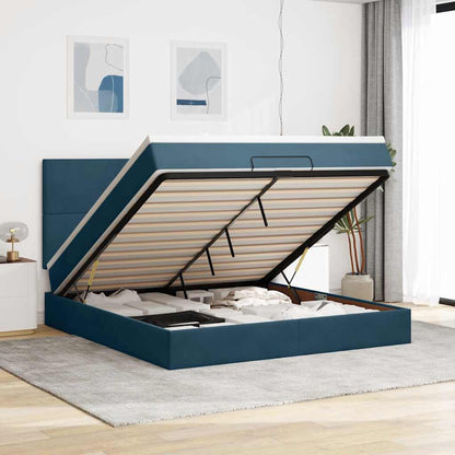 vidaXL Lit ottoman avec matelas et LED Bleu foncé 180x200 cm Velours