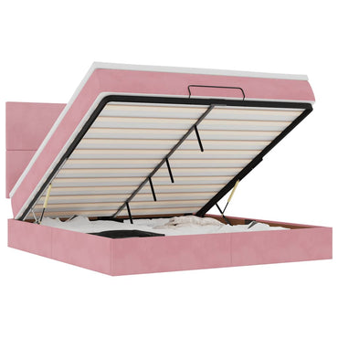 vidaXL Lit ottomane avec matelas et LED Rose 180x200 cm Velours