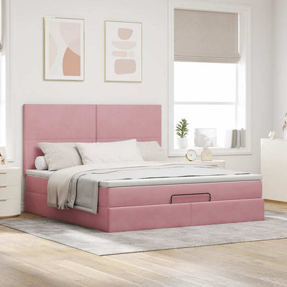 vidaXL Lit ottomane avec matelas et LED Rose 180x200 cm Velours