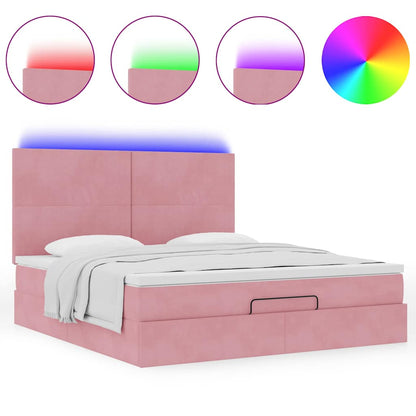 vidaXL Lit ottomane avec matelas et LED Rose 180x200 cm Velours