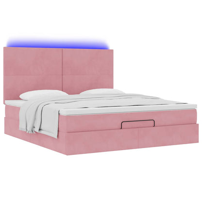 vidaXL Lit ottomane avec matelas et LED Rose 180x200 cm Velours
