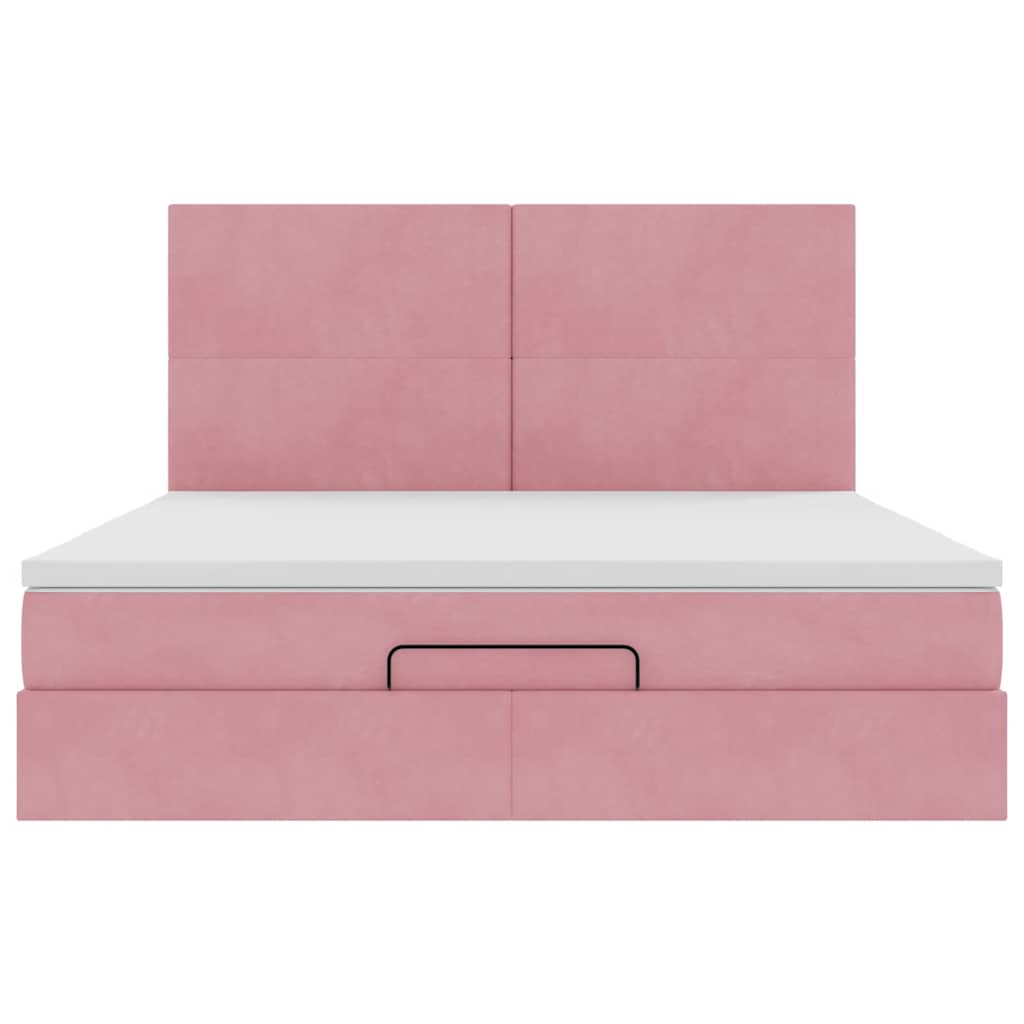 vidaXL Lit ottomane avec matelas et LED Rose 180x200 cm Velours
