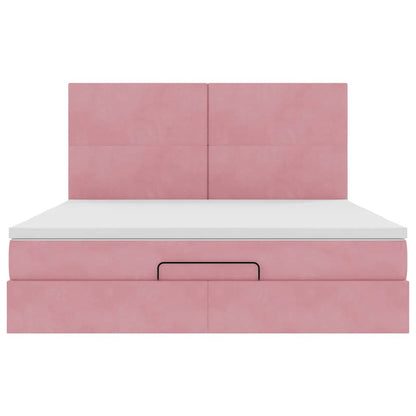 vidaXL Lit ottomane avec matelas et LED Rose 180x200 cm Velours