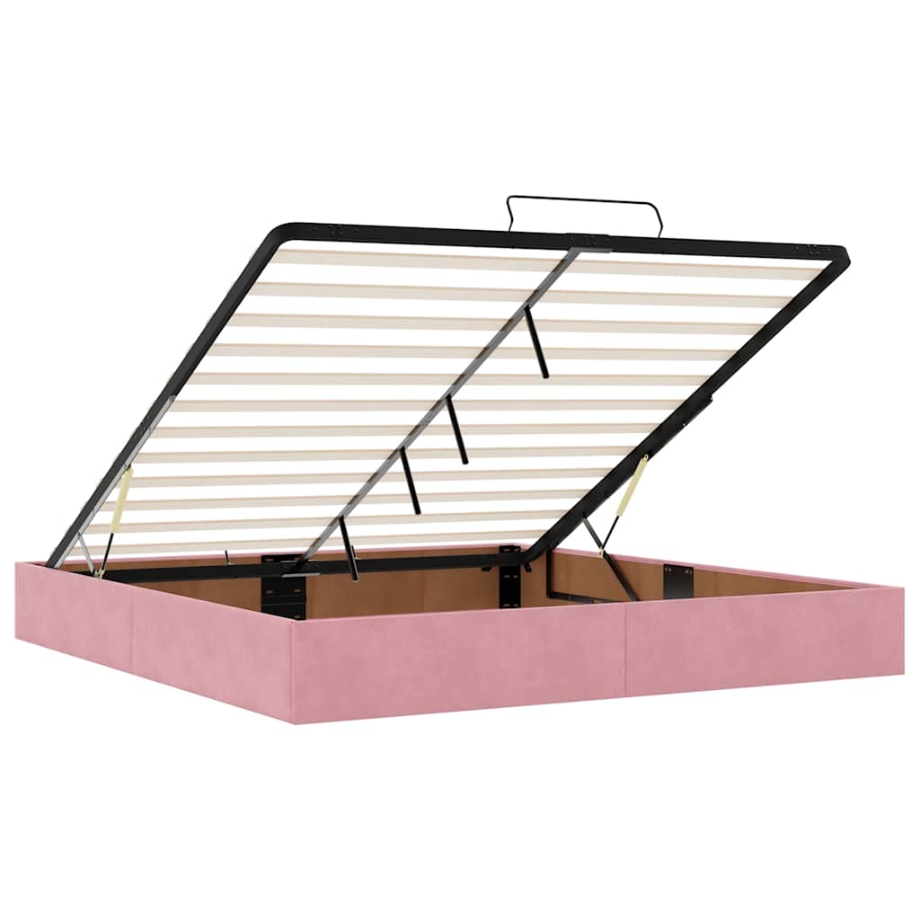 vidaXL Lit ottomane avec matelas et LED Rose 180x200 cm Velours