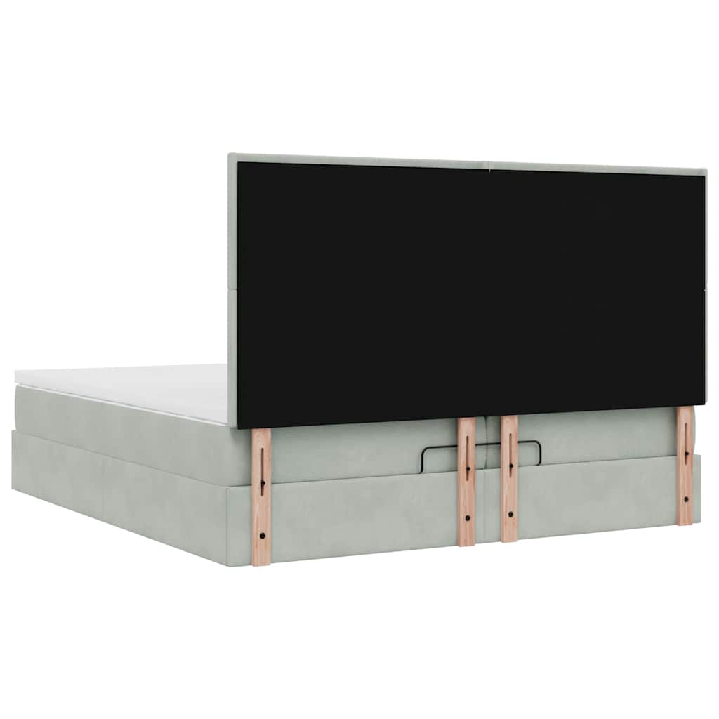 vidaXL Ottoman-Bett mit Matratzen & LEDs Hellgrau 200x200 cm Samt