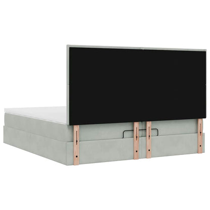 vidaXL Ottoman-Bett mit Matratzen & LEDs Hellgrau 200x200 cm Samt