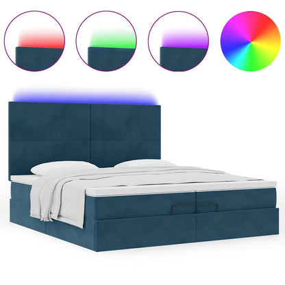 Ottoman-Bett mit Matratzen & LED Dunkelblau 200x200 cm Samt