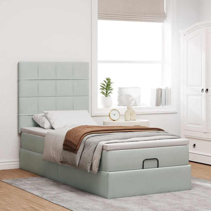 vidaXL Lit ottoman avec matelas et LED gris clair 80x200 cm velours