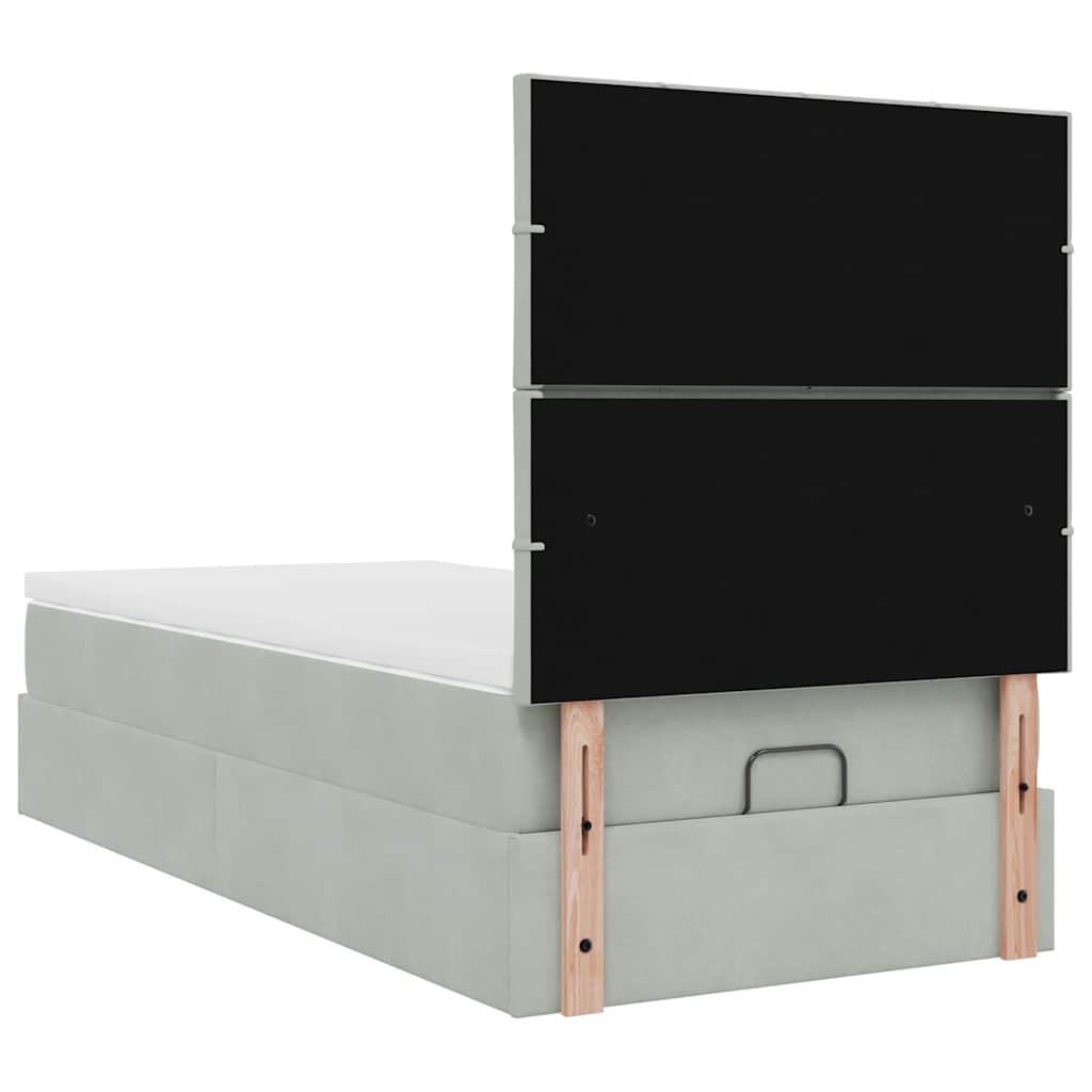 Ottoman-Bett mit Matratzen & LEDs Hellgrau 80x200 cm Samt