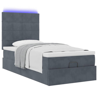vidaXL Lit ottoman avec matelas et LED gris foncé 80x200 cm velours