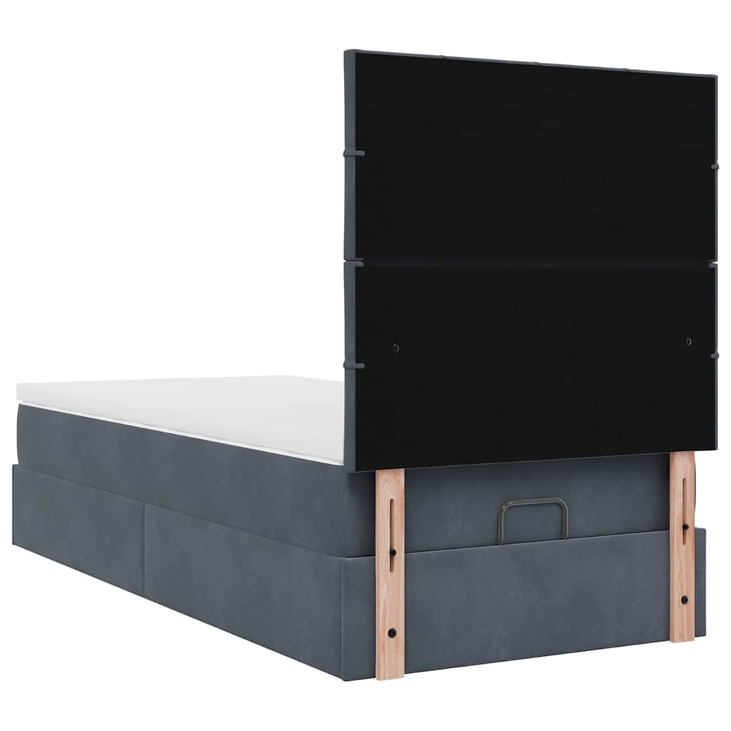 vidaXL Lit ottoman avec matelas et LED gris foncé 80x200 cm velours