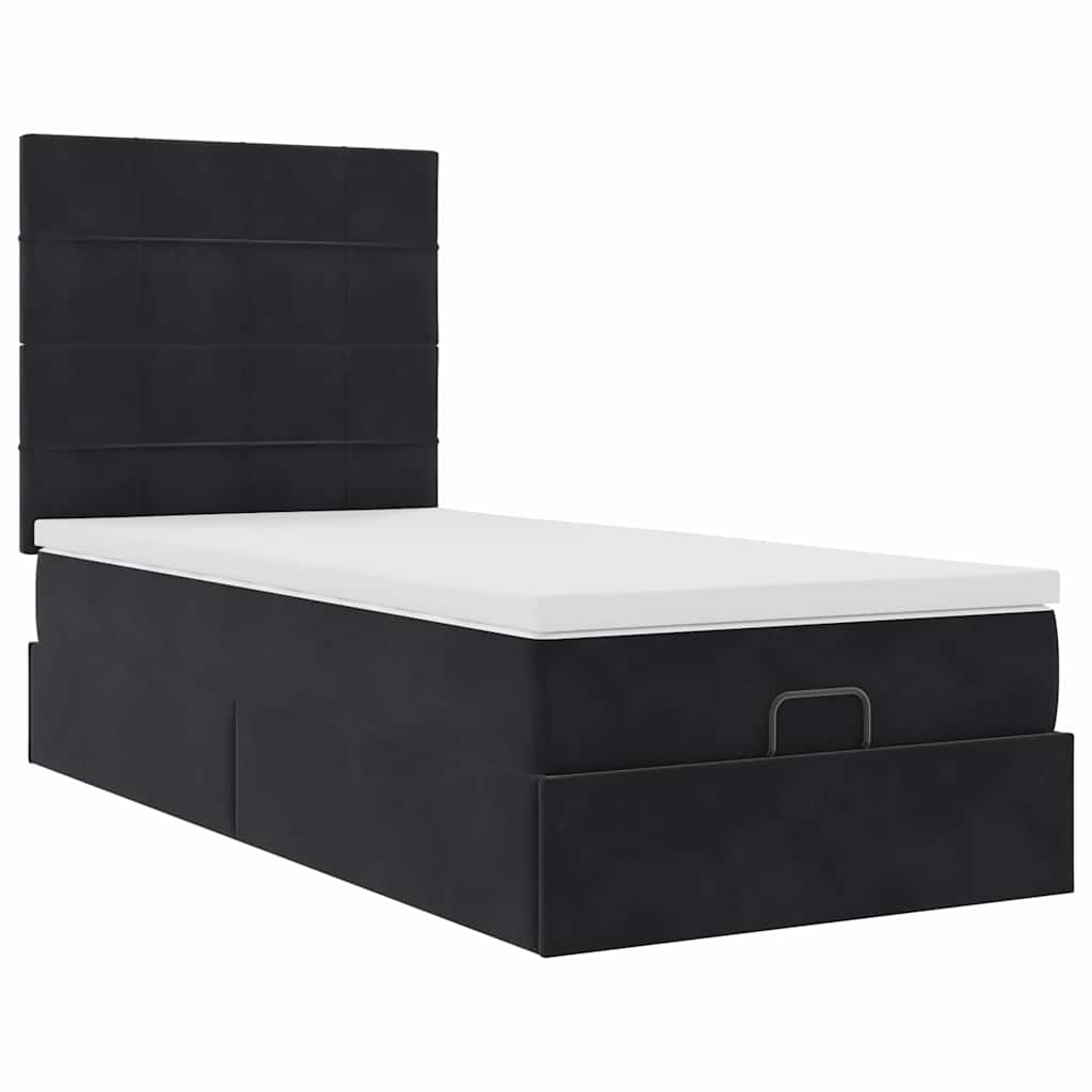 vidaXL Ottoman-Bett mit Matratzen & LEDs Schwarz 80x200 cm Samt