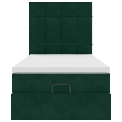 vidaXL Ottoman-Bett mit Matratzen & LEDs Dunkelgrün 80x200 cm Samt