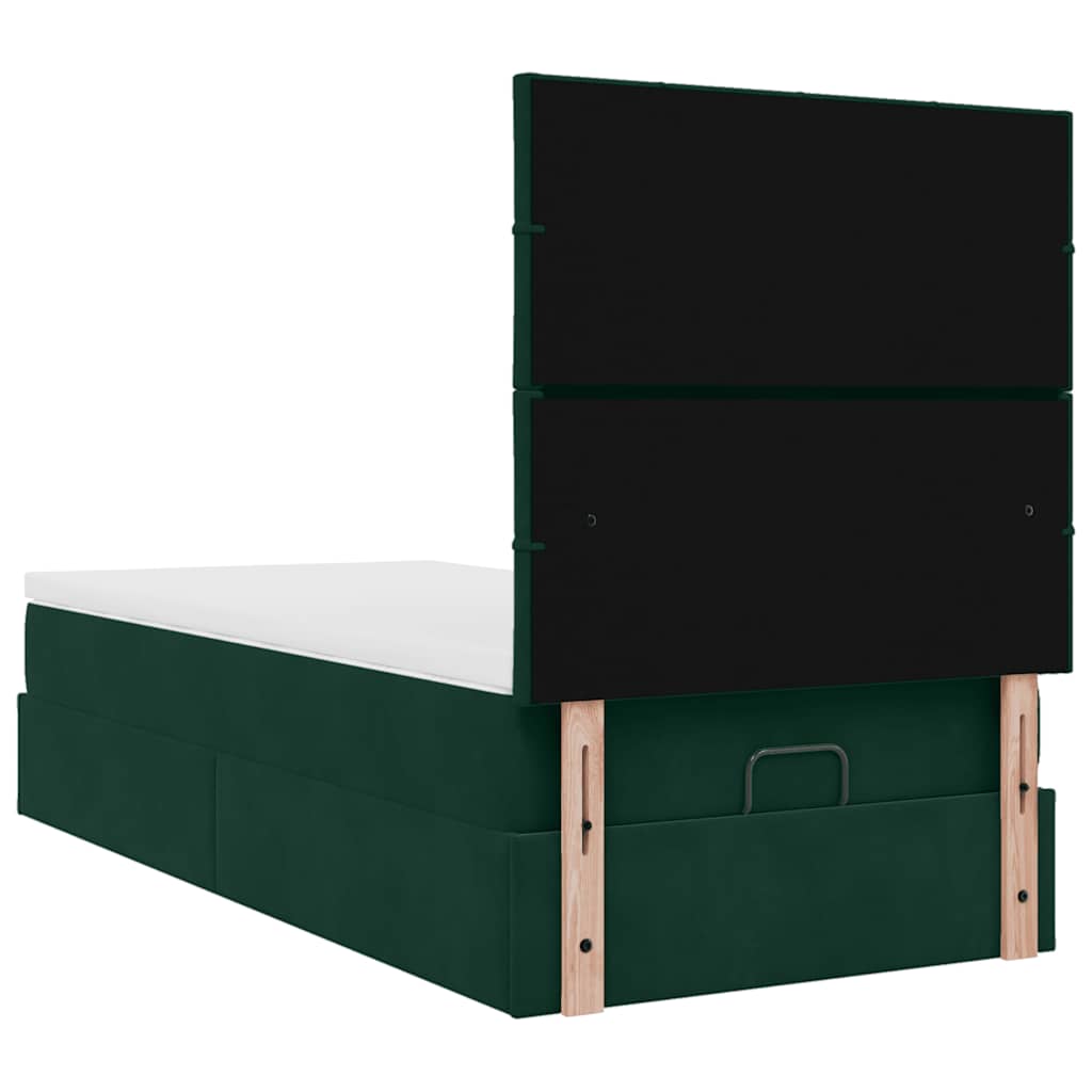 vidaXL Ottoman-Bett mit Matratzen & LEDs Dunkelgrün 80x200 cm Samt