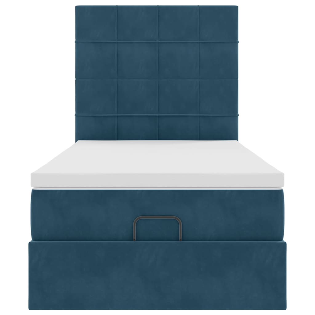 vidaXL Ottoman-Bett mit Matratzen & LEDs Dunkelblau 80x200 cm Samt