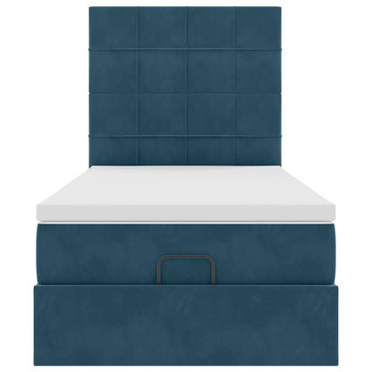 vidaXL Ottoman-Bett mit Matratzen & LEDs Dunkelblau 80x200 cm Samt