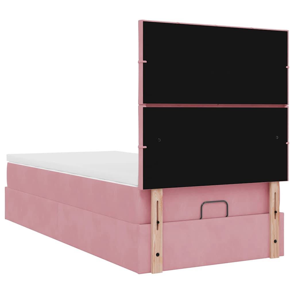 Ottoman-Bett mit Matratzen & LEDs Rosa 80x200 cm Samt