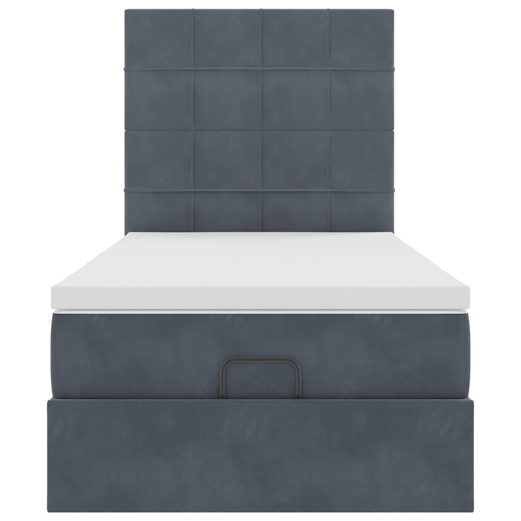 vidaXL Lit coffre avec matelas et LED Gris foncé 90x190 cm Velours