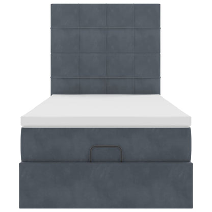 vidaXL Lit coffre avec matelas et LED Gris foncé 90x190 cm Velours