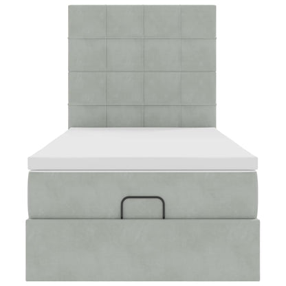 vidaXL Lit ottoman avec matelas et LED Gris clair 90x200 cm Velours