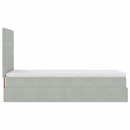 vidaXL Lit ottoman avec matelas et LED Gris clair 90x200 cm Velours