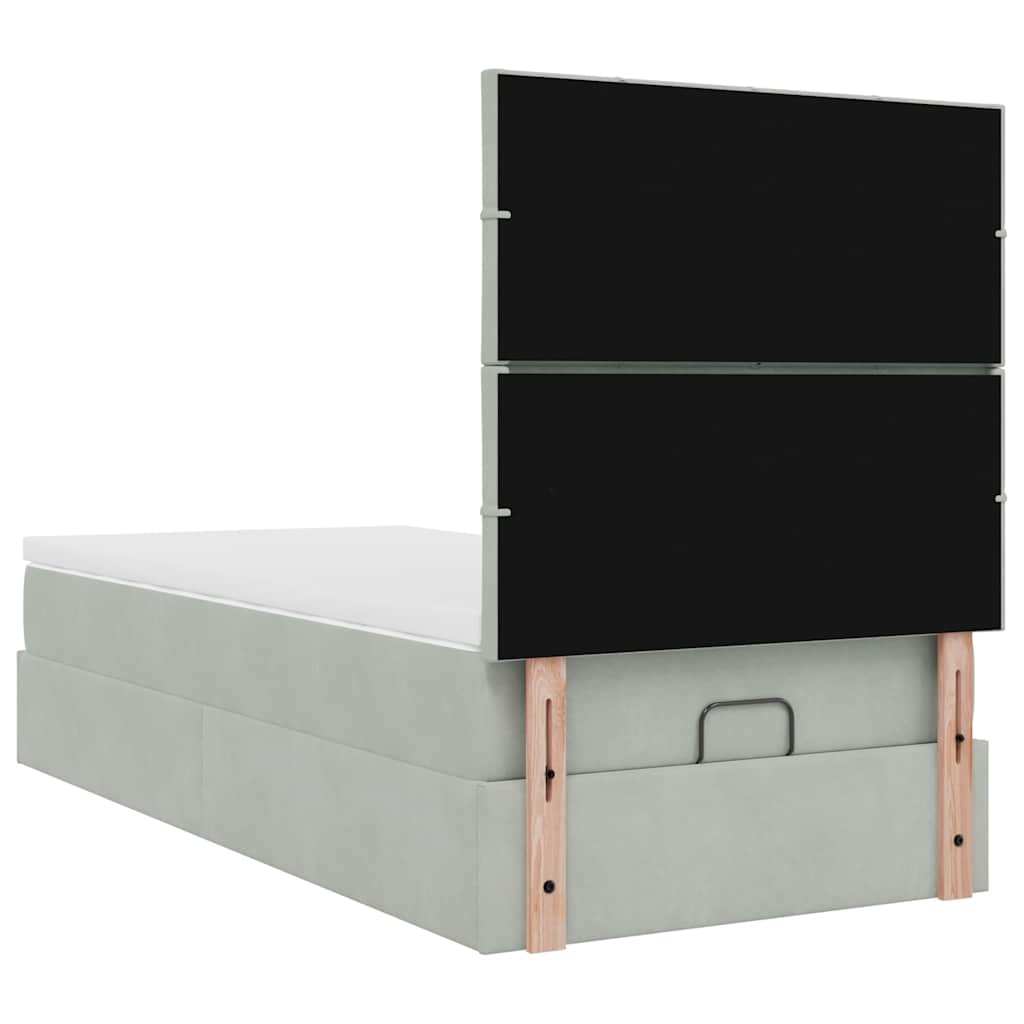 vidaXL Lit ottoman avec matelas et LED Gris clair 90x200 cm Velours