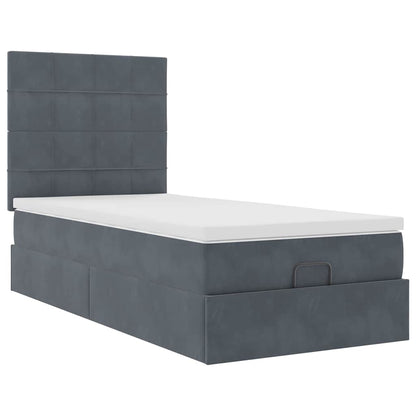 vidaXL Lit ottoman avec matelas et LED Gris foncé 90x200 cm Velours