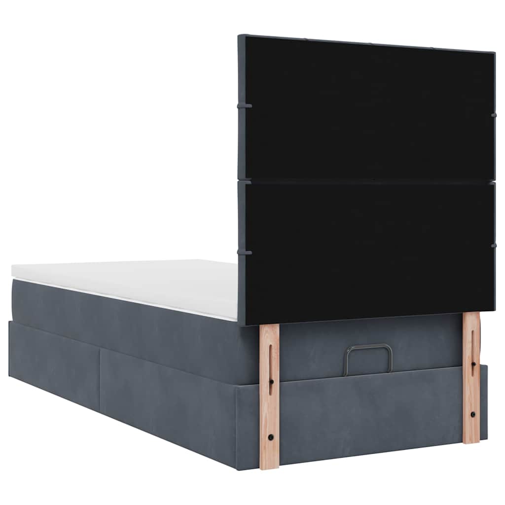 vidaXL Lit ottoman avec matelas et LED Gris foncé 90x200 cm Velours