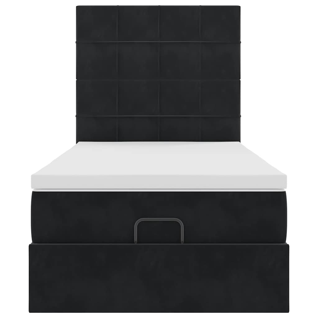 vidaXL Lit ottoman avec matelas et LED Noir 100x200 cm Velours