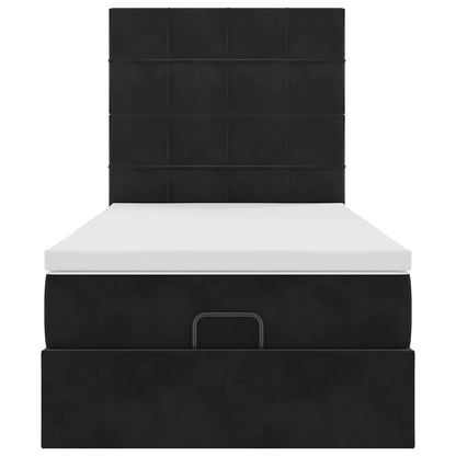 vidaXL Lit ottoman avec matelas et LED Noir 100x200 cm Velours
