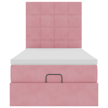 vidaXL Lit coffre avec matelas et LED Rose 100x200 cm Velours