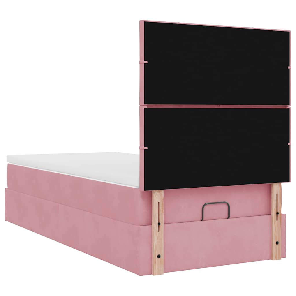 vidaXL Lit coffre avec matelas et LED Rose 100x200 cm Velours