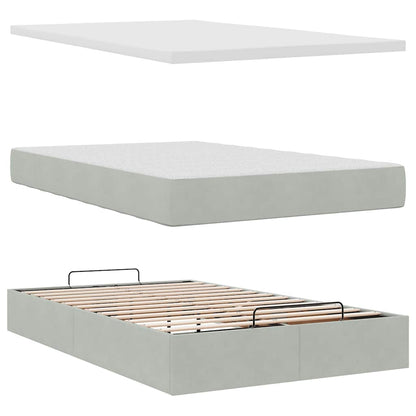 vidaXL Lit ottoman avec matelas et LED Gris clair 120x190 cm Velours