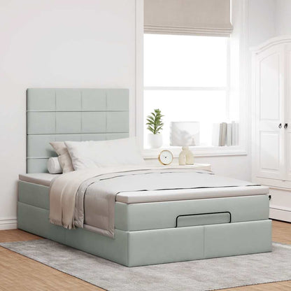 vidaXL Lit ottoman avec matelas et LED Gris clair 120x190 cm Velours
