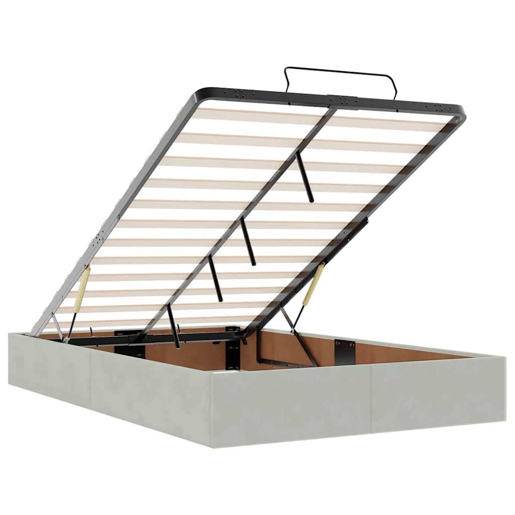 Ottoman-Bett mit Matratzen & LEDs Hellgrau 120x190 cm Samt