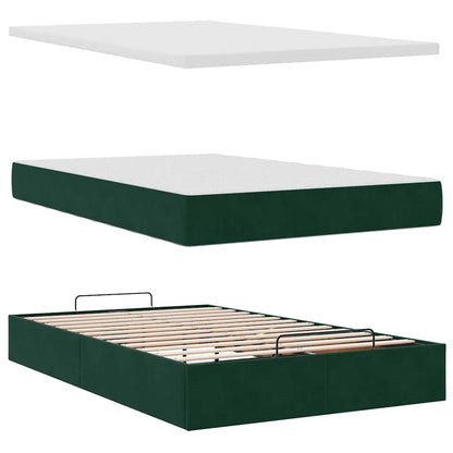 vidaXL Ottoman-Bett mit Matratzen & LEDs Dunkelgrün 120x190 cm Samt