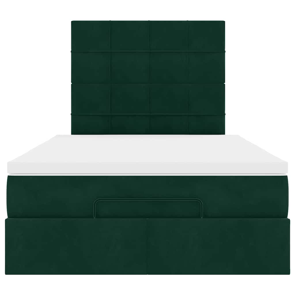 vidaXL Ottoman-Bett mit Matratzen & LEDs Dunkelgrün 120x190 cm Samt