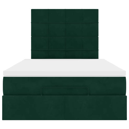vidaXL Ottoman-Bett mit Matratzen & LEDs Dunkelgrün 120x190 cm Samt