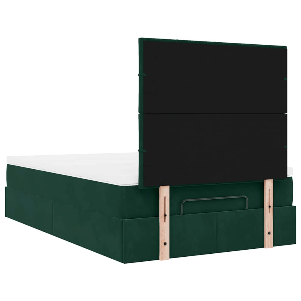 vidaXL Ottoman-Bett mit Matratzen & LEDs Dunkelgrün 120x190 cm Samt