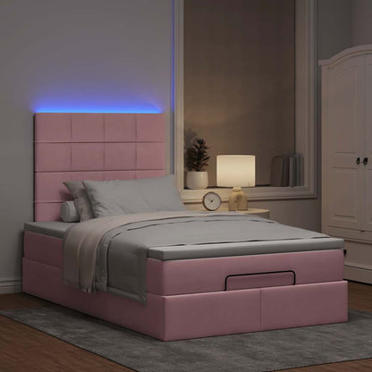 vidaXL Lit ottoman avec matelas et LED Rose 120x190 cm Velours