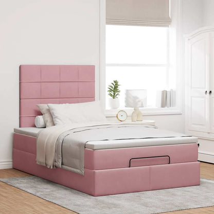 vidaXL Lit ottoman avec matelas et LED Rose 120x190 cm Velours