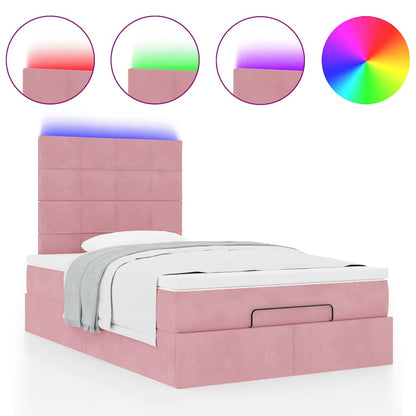 vidaXL Lit ottoman avec matelas et LED Rose 120x190 cm Velours